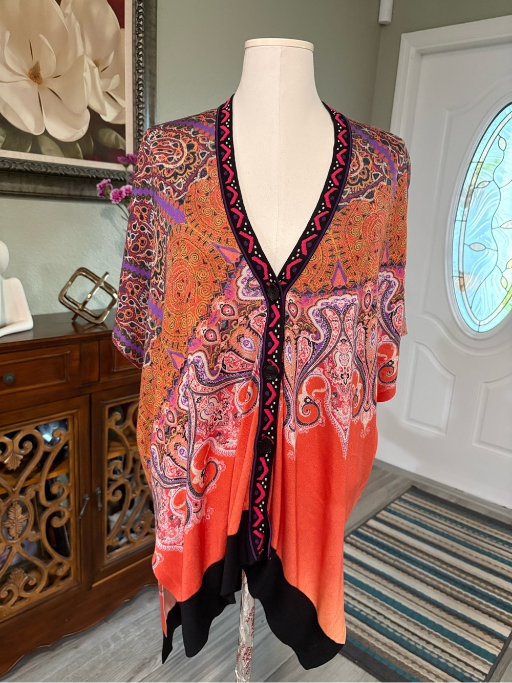 Etro Multicolor Paisley Knit Top in Lavender and Coral